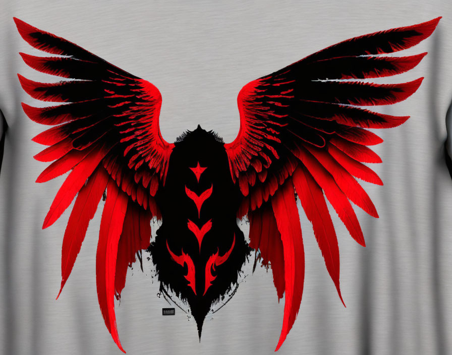 Stylised Eagle Design Graphic T-Shirt in Black and Red