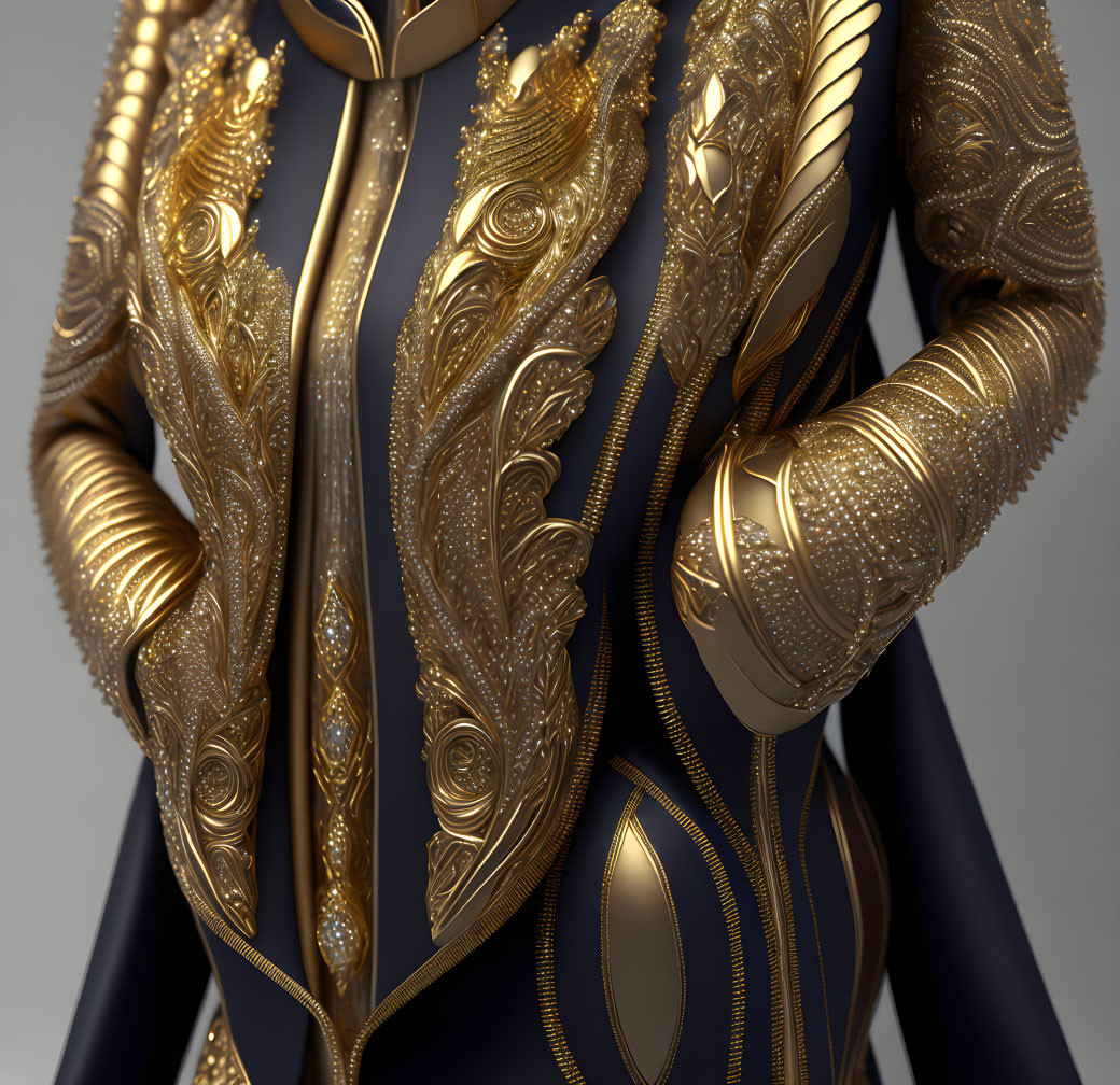 Detailed Golden Armor with Intricate Patterns and Textures