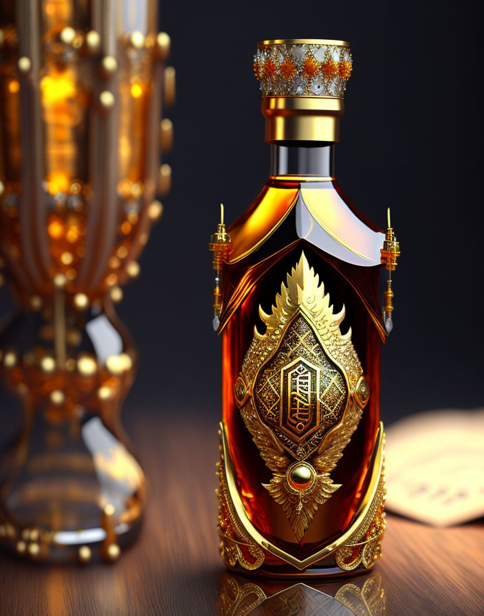 Luxurious Gold Design on Dark Background - High-End Bottle Presentation