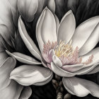 Close-up Image: Blooming Water Lily with Pink and White Petals