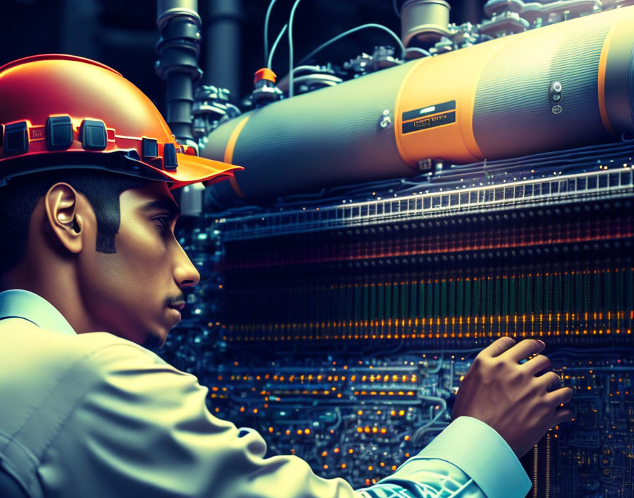 Industrial Engineer Inspecting Large Piping and Machinery