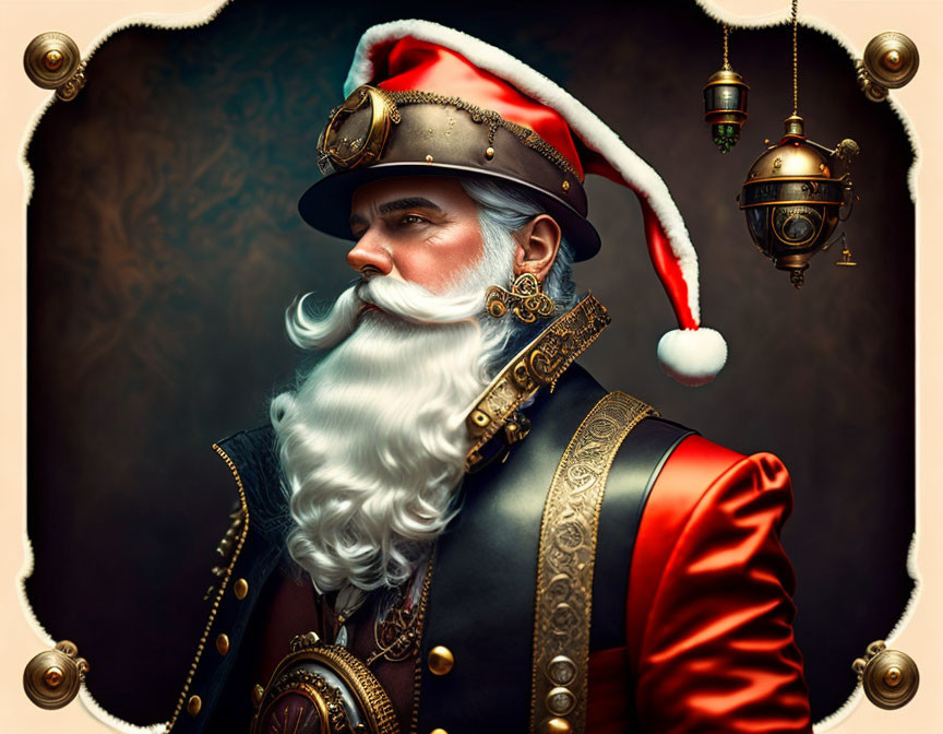 Regal Victorian-style Santa Claus with gold accents