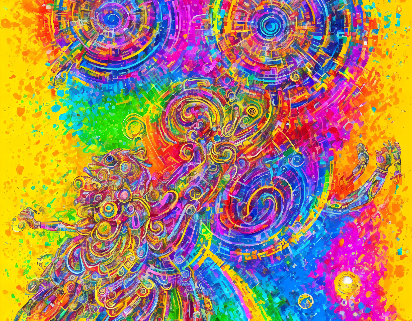 Colorful Abstract Art: Swirling Patterns & Rainbow Splashes