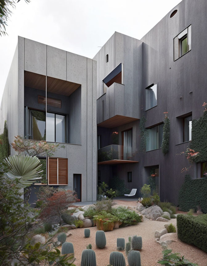 Geometric Concrete House in Desert Garden