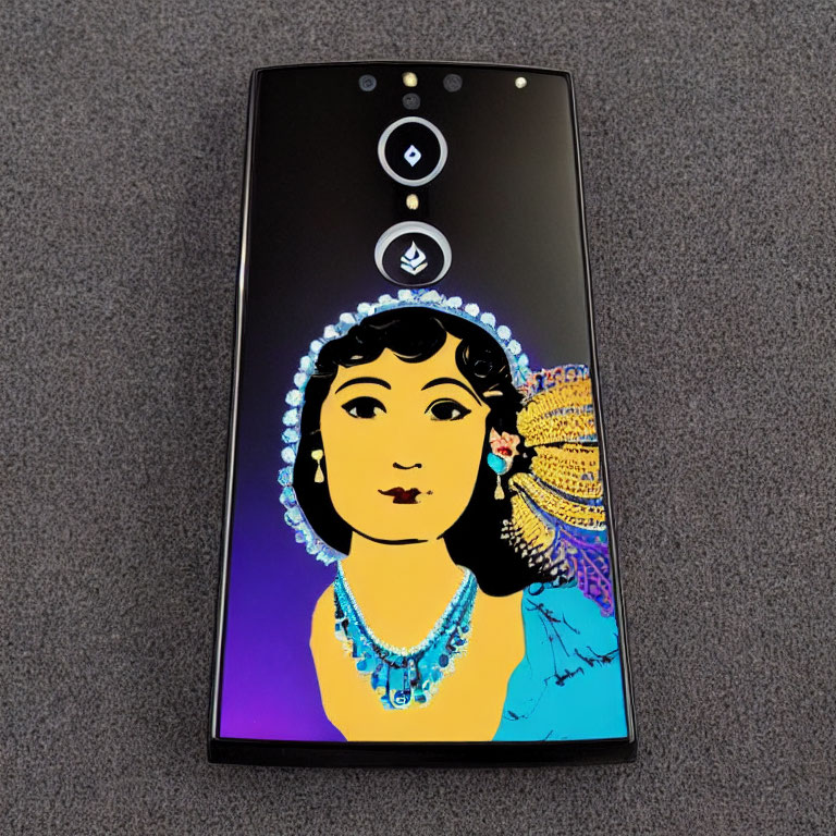 Unique Smartphone with Stylized Female Figure Back Cover Design