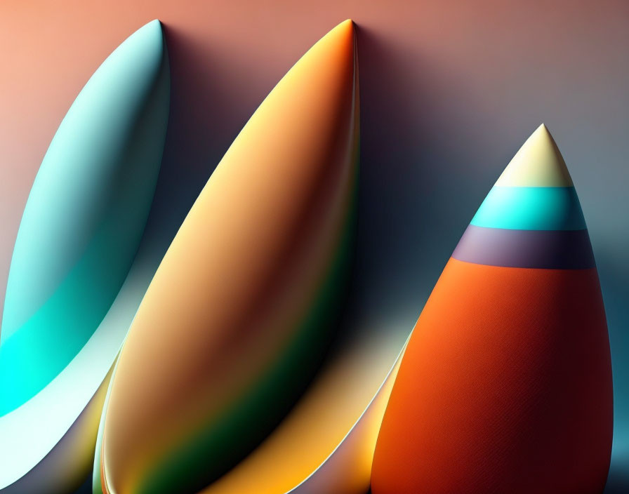 Vibrant Stylized Surfboard Shapes on Gradient Background