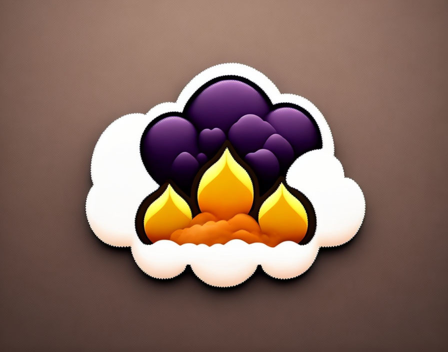 Stylized explosion graphic with purple and orange hues on brown background