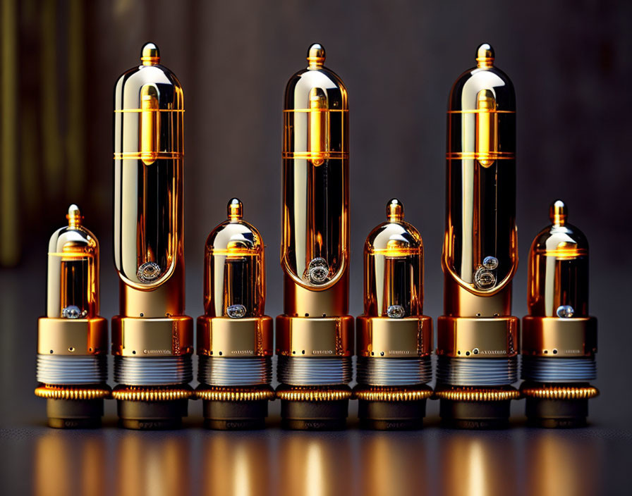 Vintage Vacuum Tubes Collection in Gold and Copper Tones