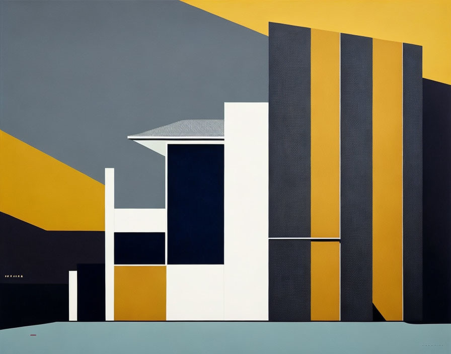 Geometric Abstract Art: Grey, Yellow, Black & White Palette