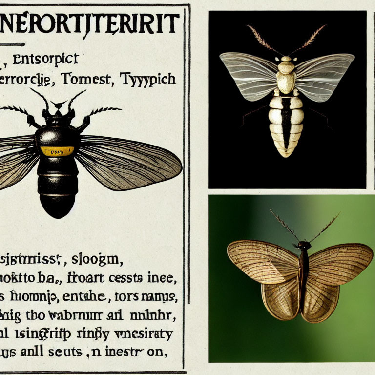 Vintage Entomological Insect Illustration Collage