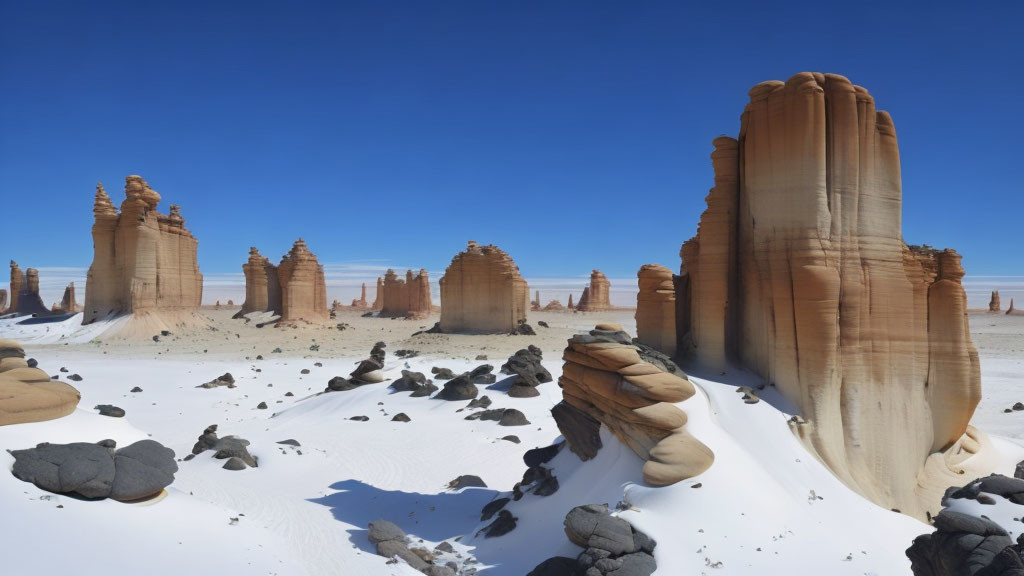 Desert Landscape with Sandstone Rock Formations