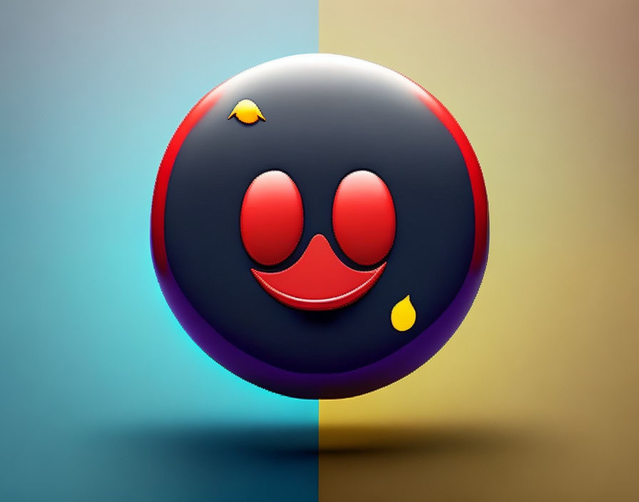 Colorful Smiling Sphere Digital Illustration on Split Background