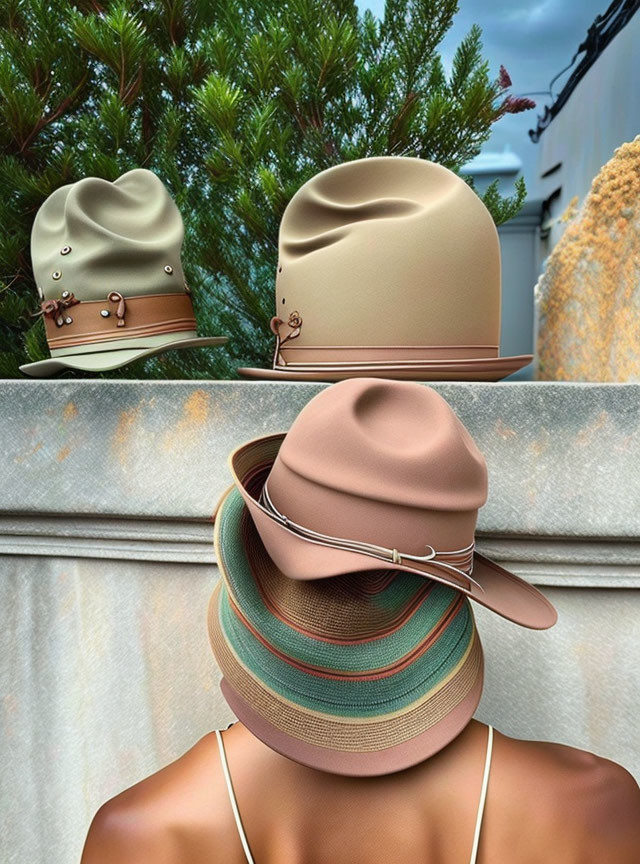 Beige hat's design evolution from simple to adorned and worn