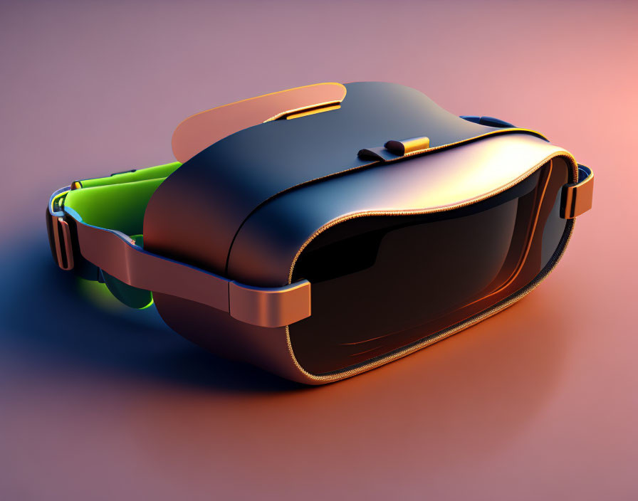 Modern Virtual Reality Headset with Black, Green, and Orange Design