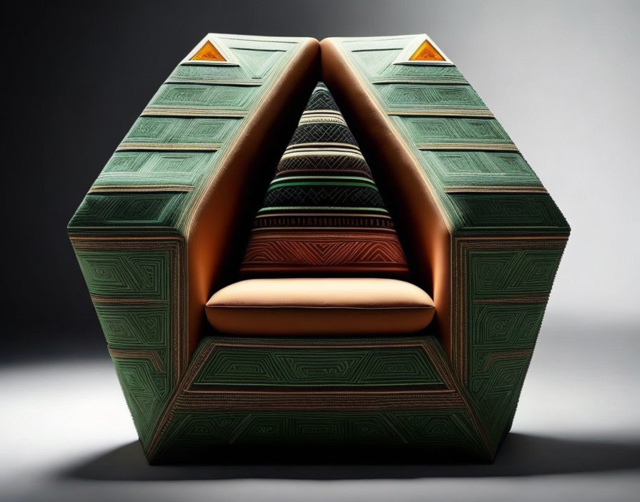 Pyramid-like Backrest Chair with Layered Textures and Orange Lights