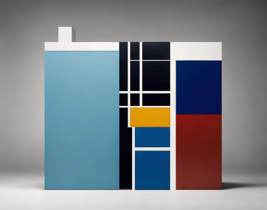 Three-Dimensional Geometric Artwork in Primary Colors