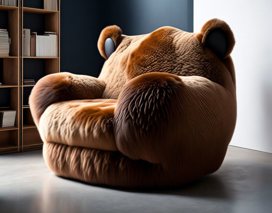 Plush Bear-shaped Armchair in Modern Room