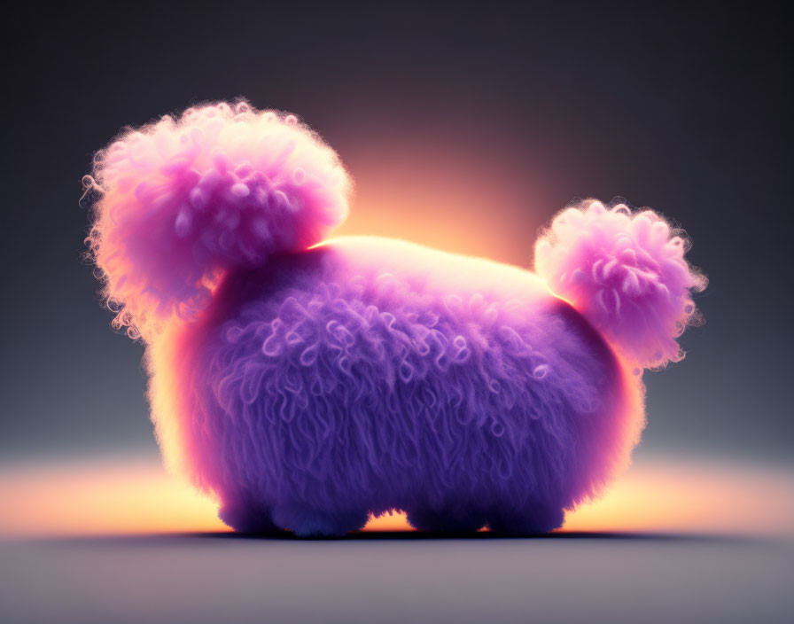 Purple Fluffy Creature on Gradient Background