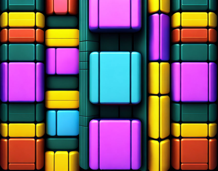 Vibrant 3D Block Pattern in Tetris Style