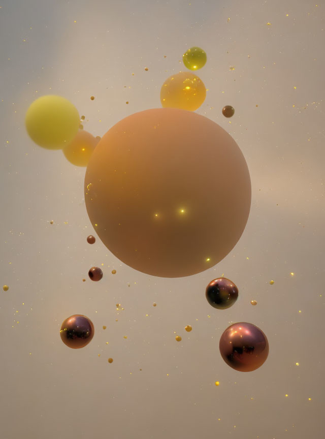 Colorful Spherical Objects on Gradient Background