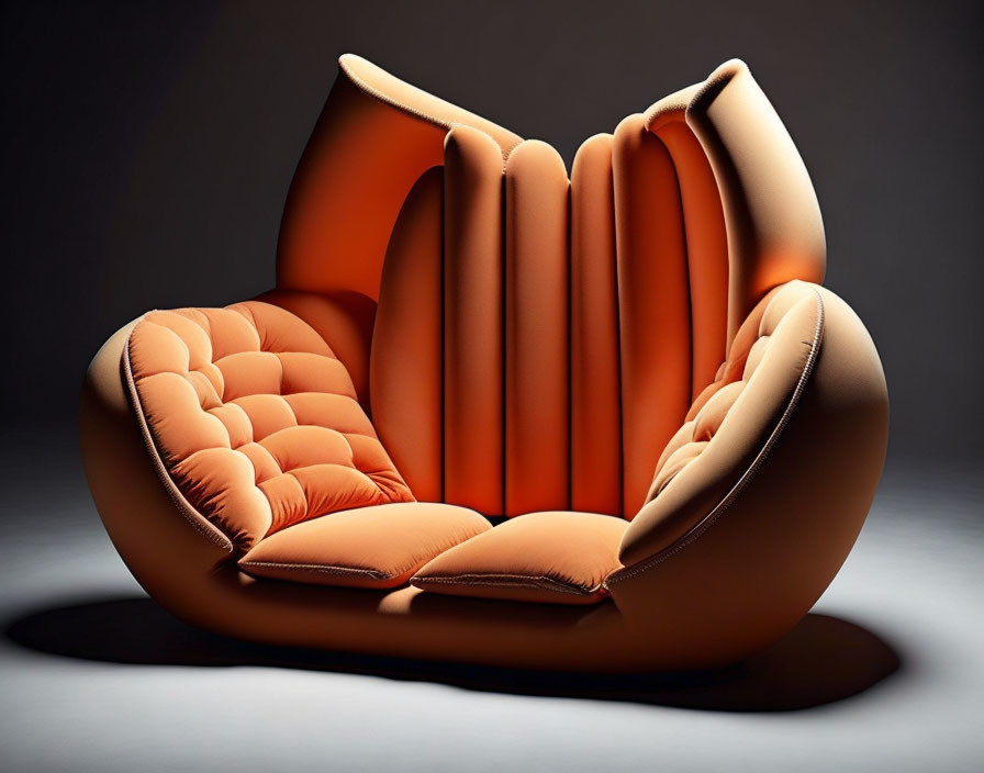 Modern Orange Designer Sofa on Dark Gradient Background