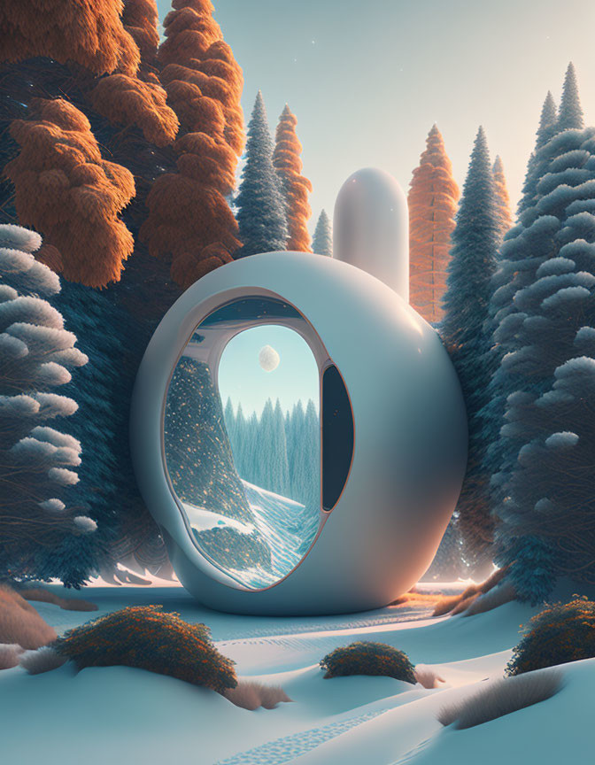 Portal in the forest in the style of Mike Winkelma