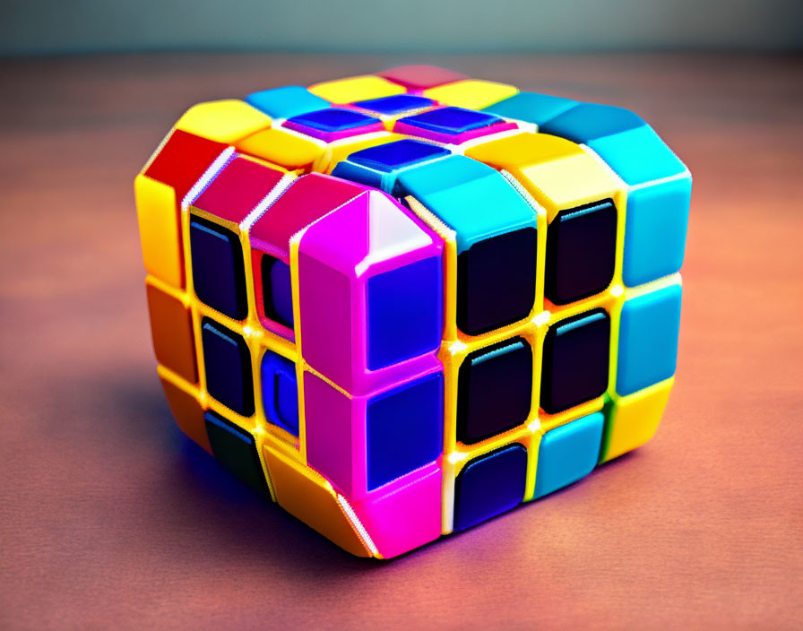 Colorful Partially Solved Rubik's Cube on Soft-Focus Background