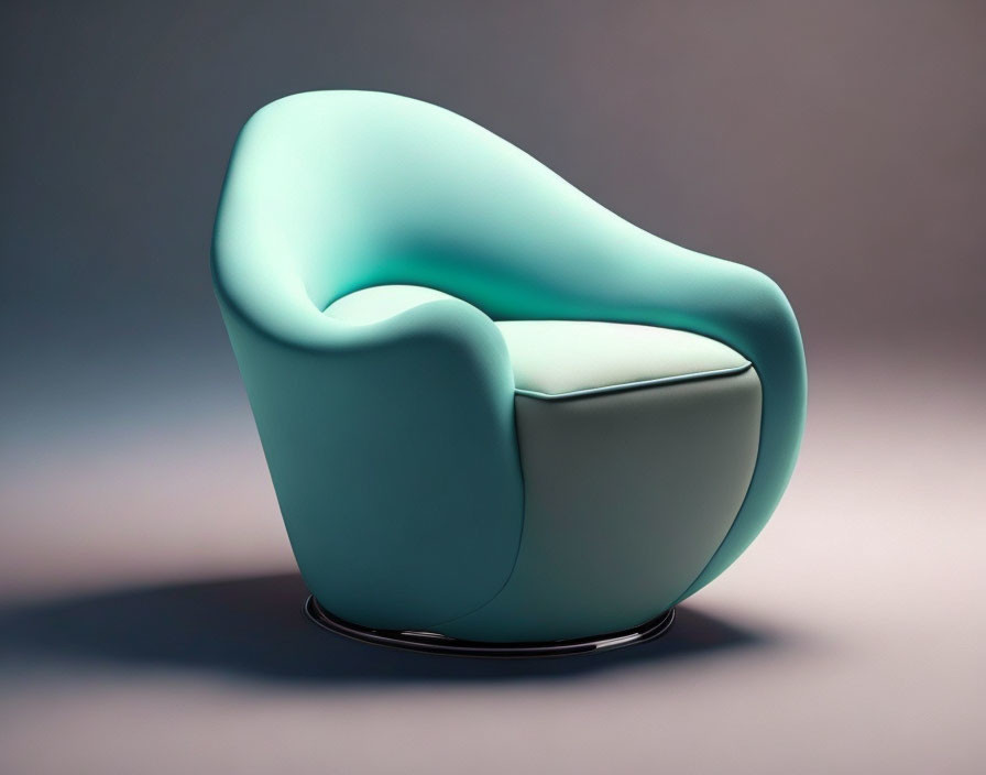 Turquoise Swivel Armchair with Curvy Design on Neutral Background