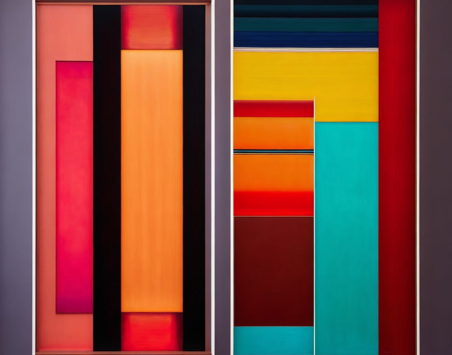 Abstract Geometric Shapes in Vibrant Colors: Vertical and Horizontal Lines