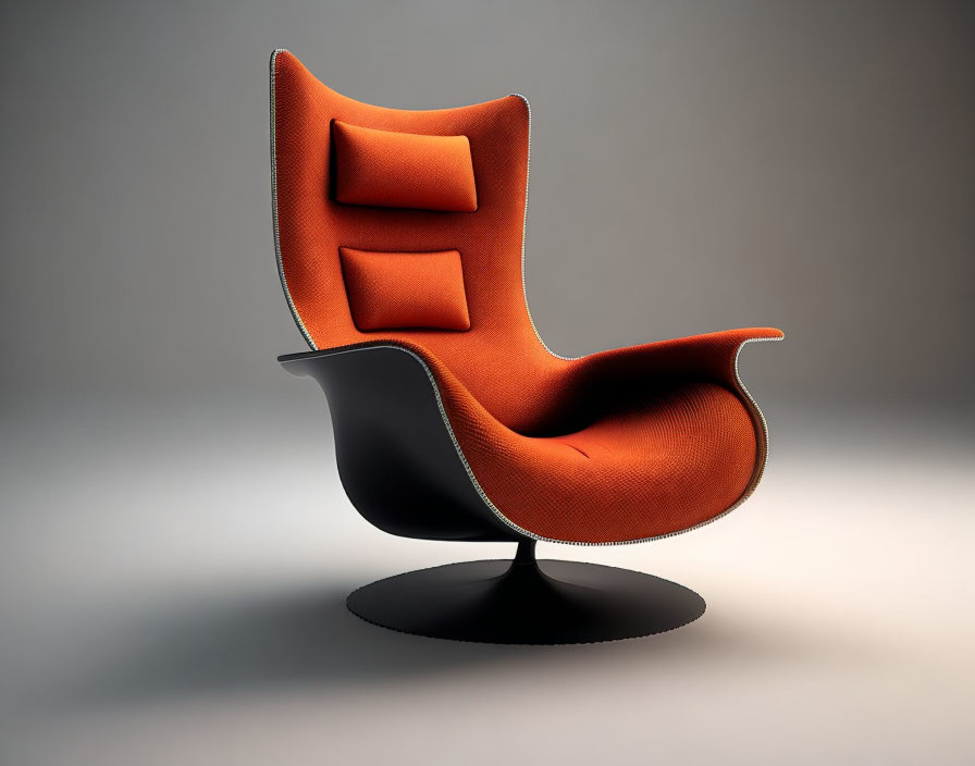 Orange Modern Swivel Lounge Chair with Dark Base and Backrest