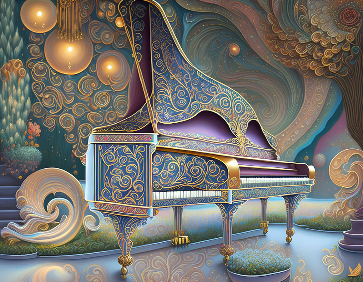 Fantasy bohemian vintage piano