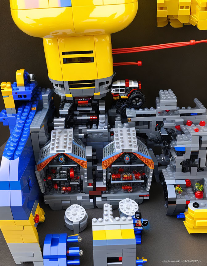 Colorful LEGO Industrial Diorama with Yellow Crane