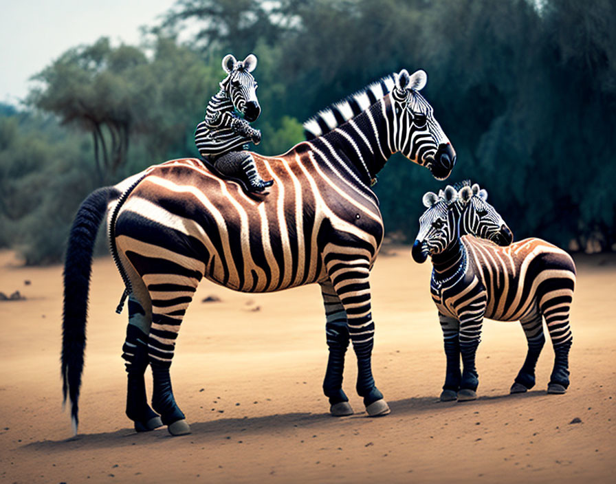 Aligned Stripes Create Optical Illusion of Zebras in Forest