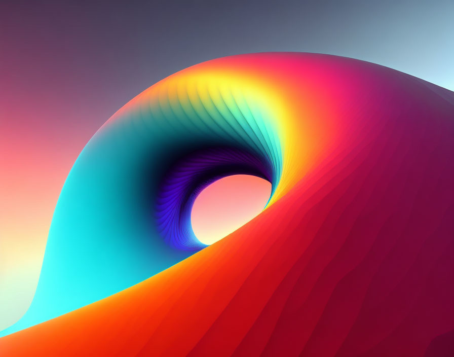 Colorful Looping Rainbow Spectrum Artwork on Gradient Background