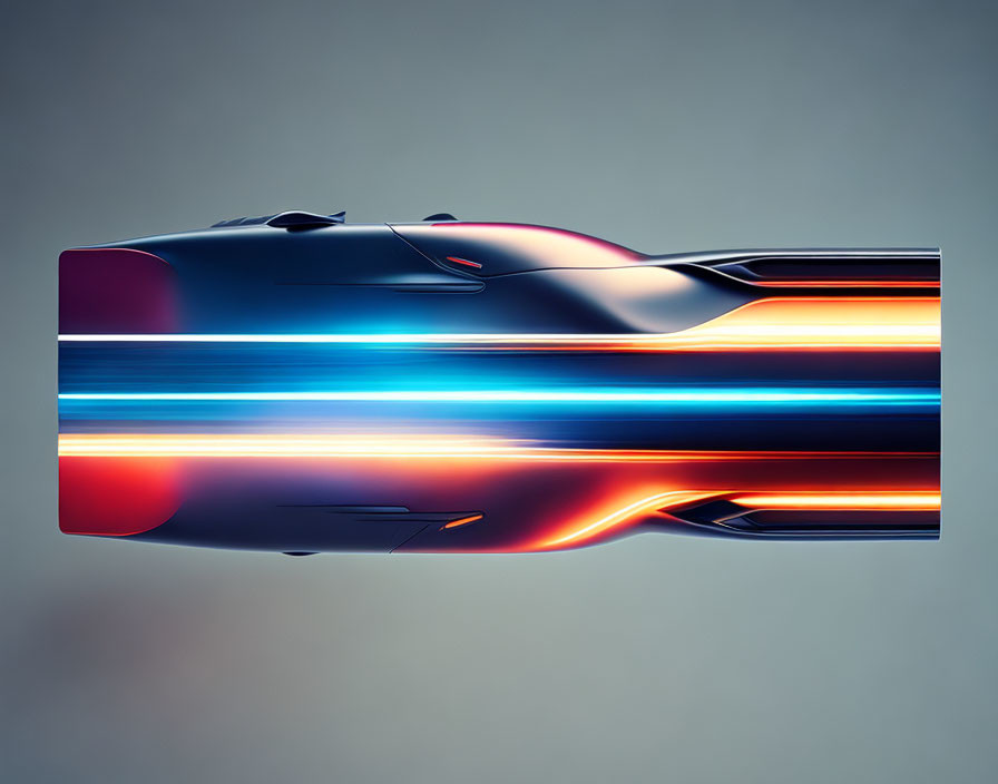 Futuristic Blue Race Car with Vibrant Light Streaks