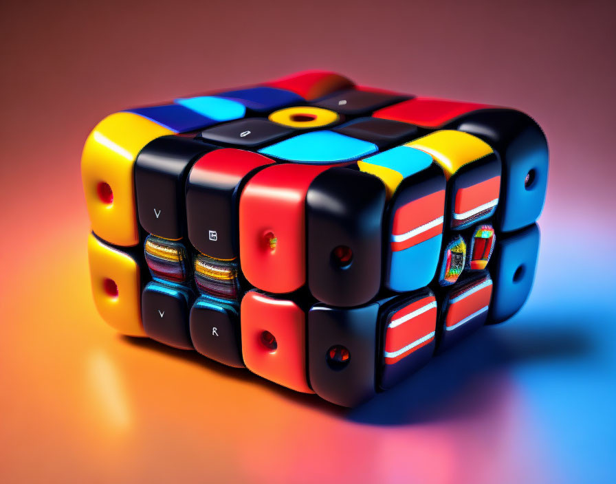 Colorful Rubik's Cube with Country-Flag Themed Stickers