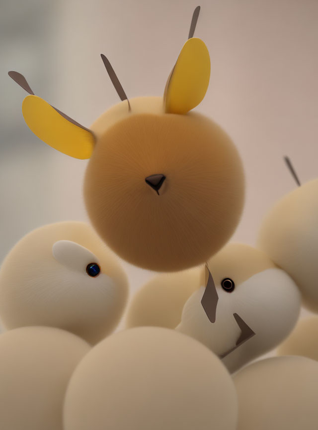 Detailed Close-Up of Whimsical Cartoon Rabbit Digital Artwork