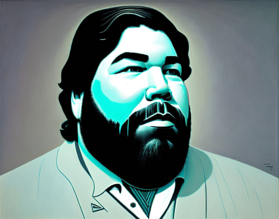 Man with Beard in Stylized Portrait with Cool Color Palette