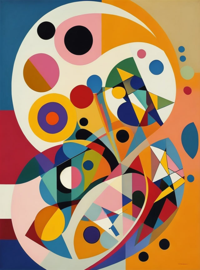 Vibrant Abstract Painting with Geometric Shapes and Bold Colors