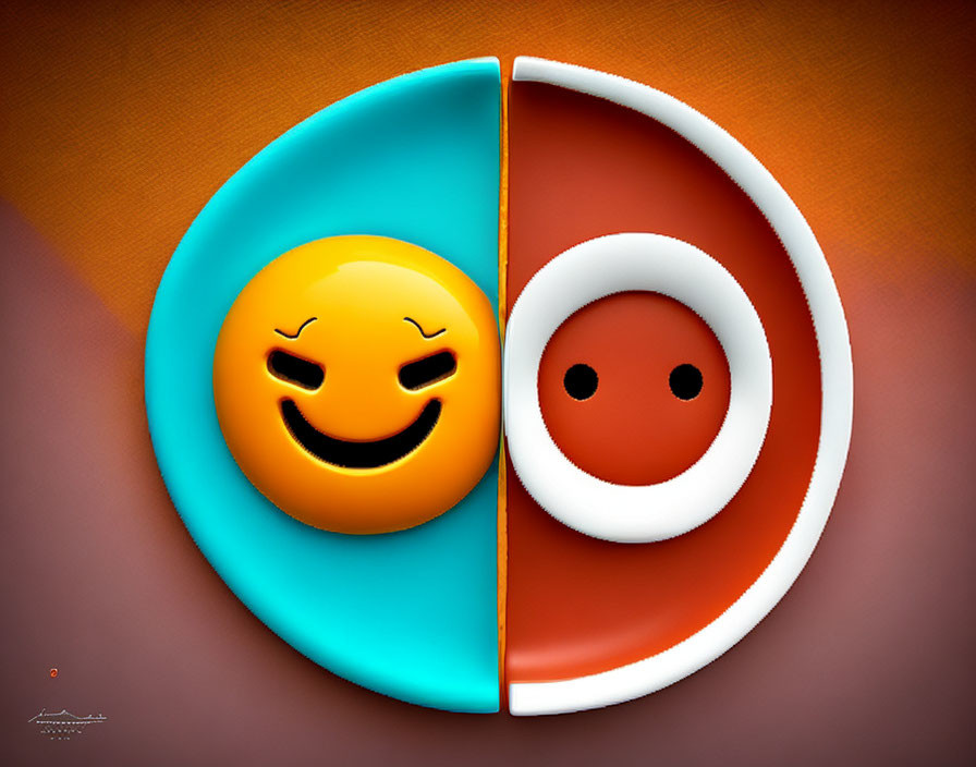 Colorful Yin-Yang Symbol with Smiling Emoji Faces