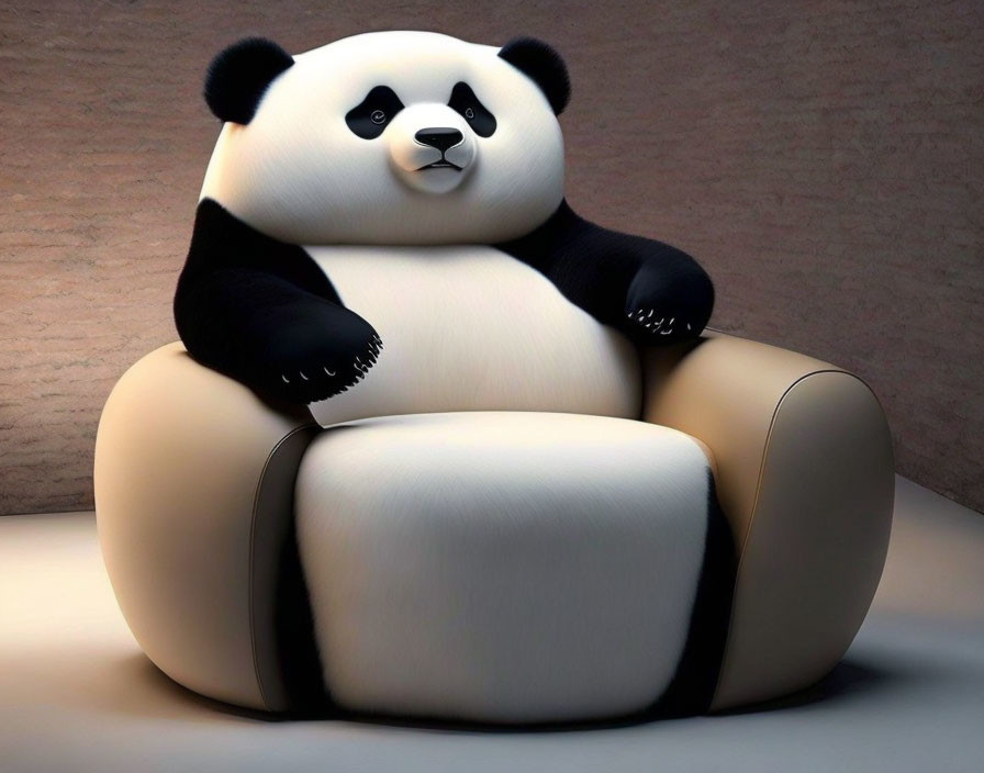 Stylized Panda Bear Armchair with Plump Design