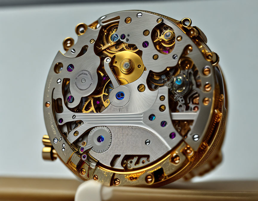 Detailed Close-Up of Sophisticated Watch Movement