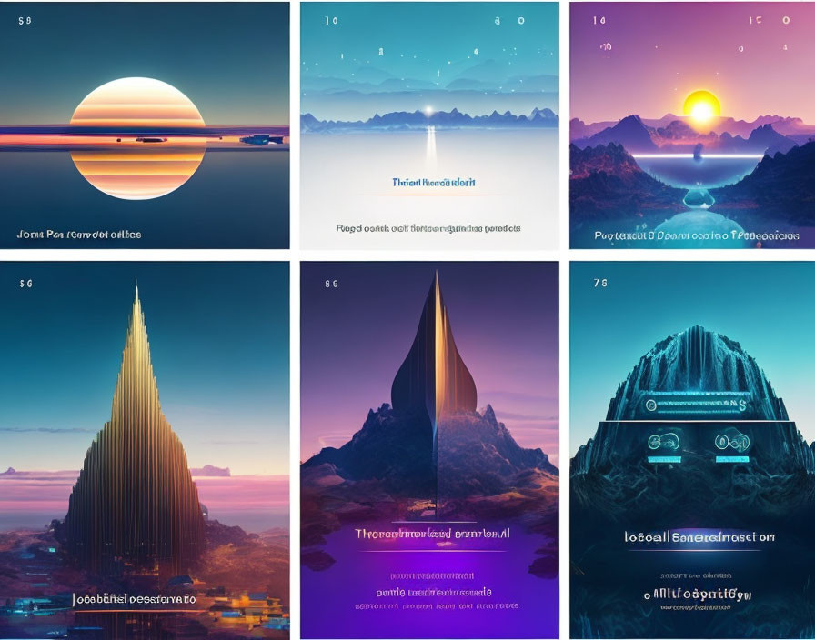 Six Futuristic Digital Artworks of Vibrant Landscapes & Geometric Shapes