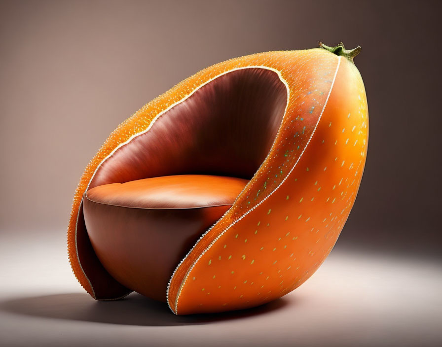 Fruit-themed chair resembling a sliced tangerine