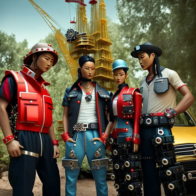 Four rescue worker animated characters in modern/futuristic uniforms pose confidently.