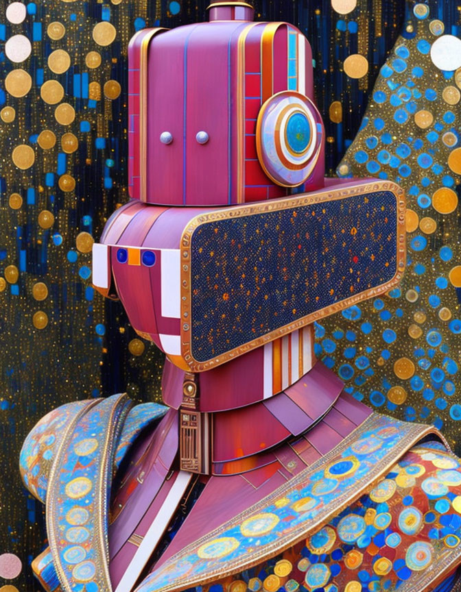 Colorful Robot Artwork with Starry Background