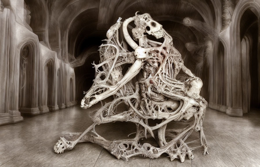 Circular Formation of Human Skeletons in Grand Hall