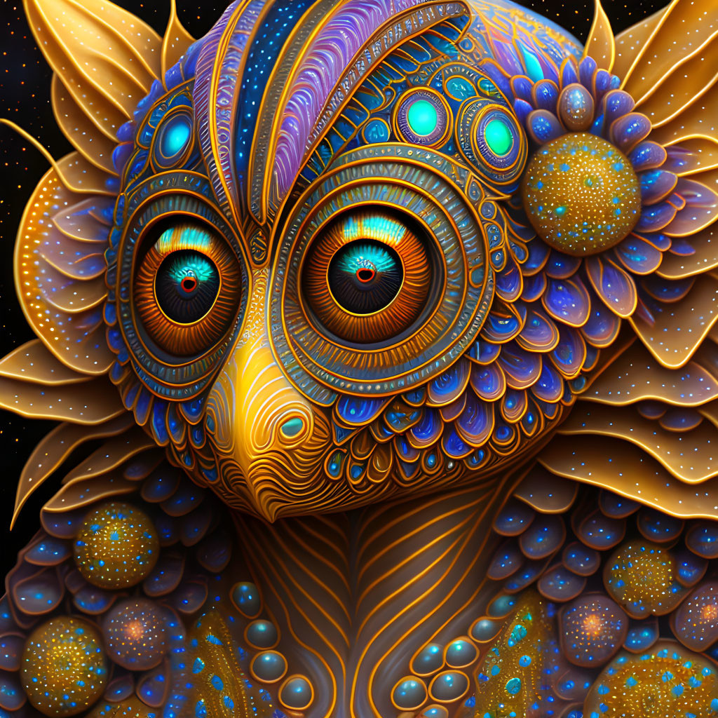 Colorful Fractal Creature Illustration with Intricate Patterns