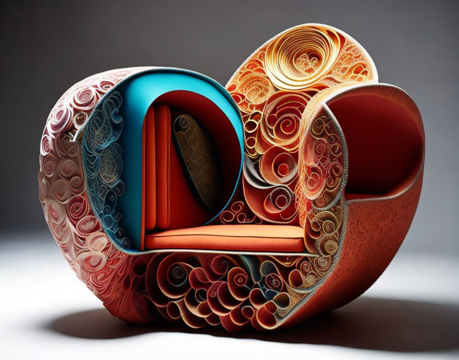 Colorful Quilled Paper Design Chair in Curved Abstract Form