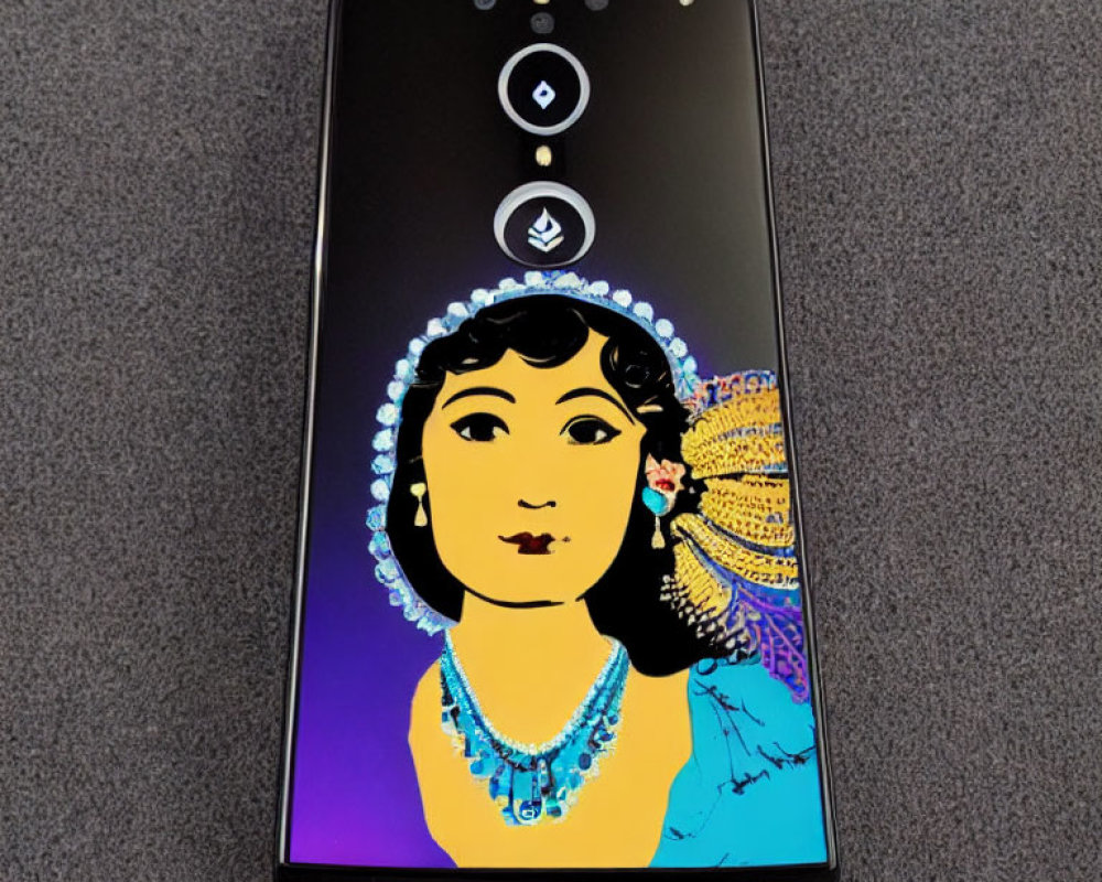 Unique Smartphone with Stylized Female Figure Back Cover Design